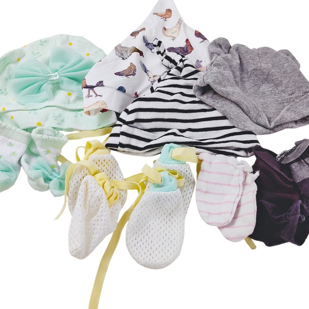 Newborn Hat & Mittens Bundle - 4 Hats & 5 Mittens
